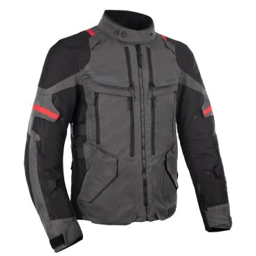 ROCKLAND: Grey/Black/Red Motorcycle Jacket